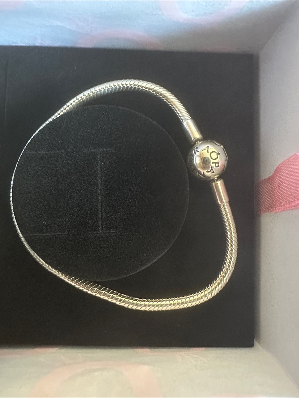Pandora Sterling Silver Snake Chain Bracelet with Logo Clasp
